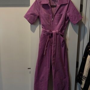 & Other Stories | Belted Corduroy Jumpsuit | Purple - Size 4